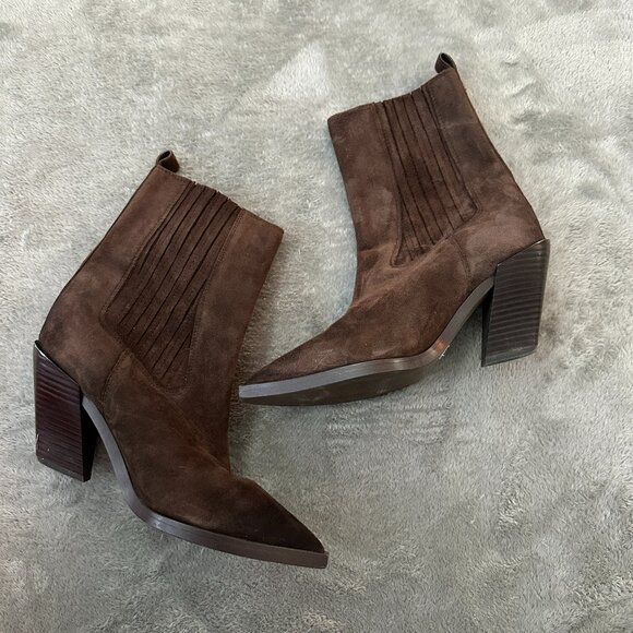 Sam Edelman Shoes - Sam Edelman Mandey Brown Suede Boots Women's 7.5 Western Cowboy Leather